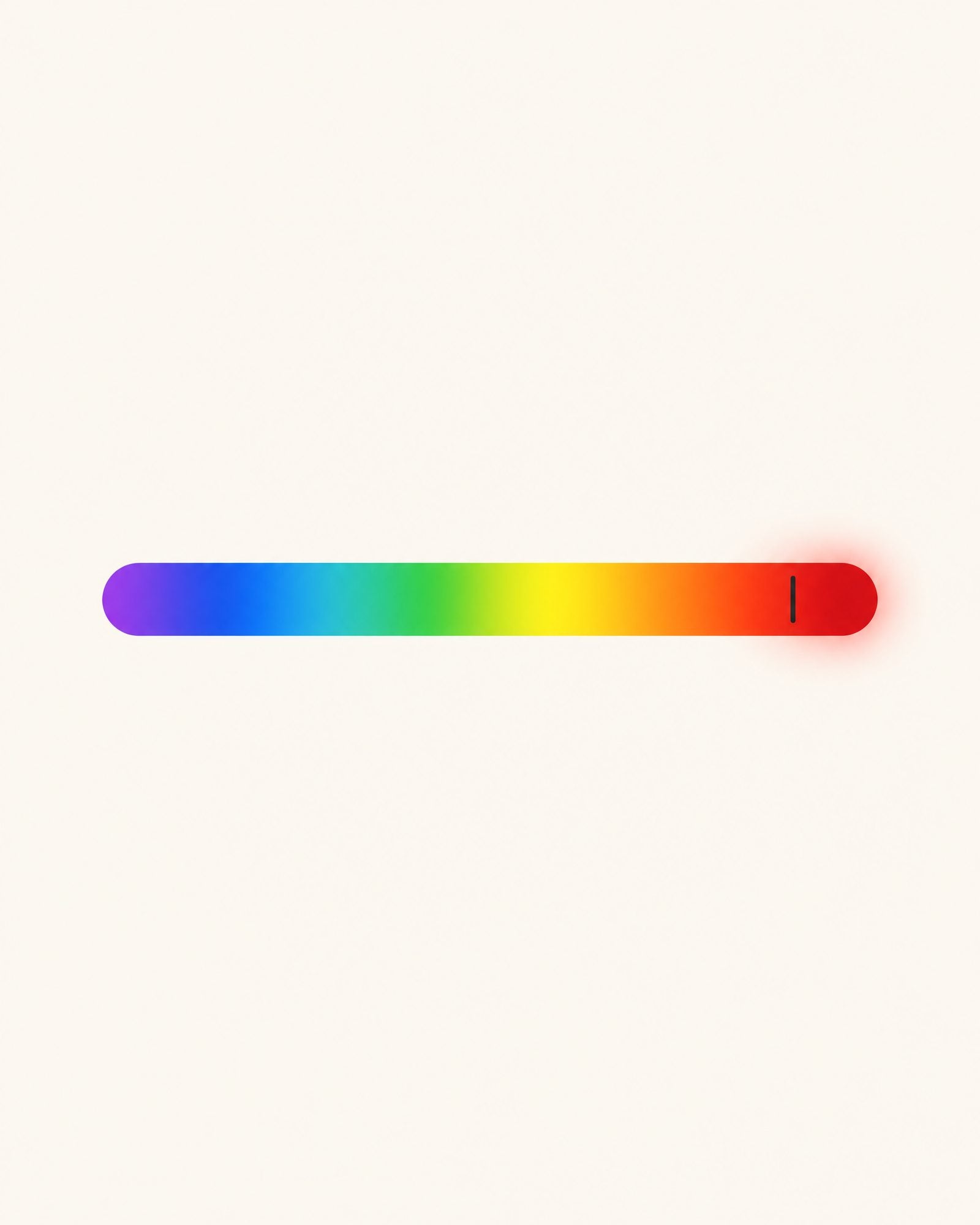 The visible light spectrum, from violet to deep red