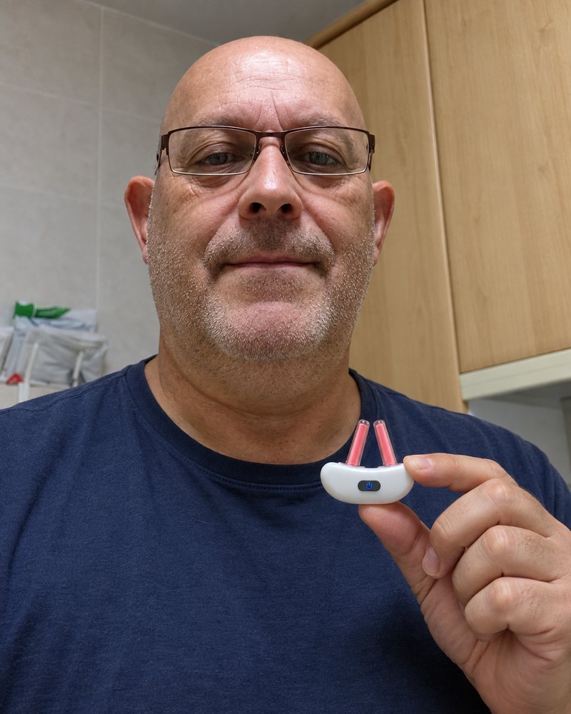 Michael T. holding Vantrel Lumen